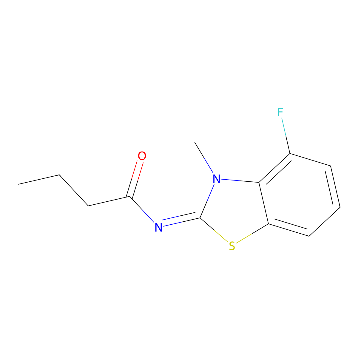 N-(4-fluoro-3-methyl-1,3-benzothiazol-2-ylidene)butanamide molecular structure, CAS 1164468-05-6