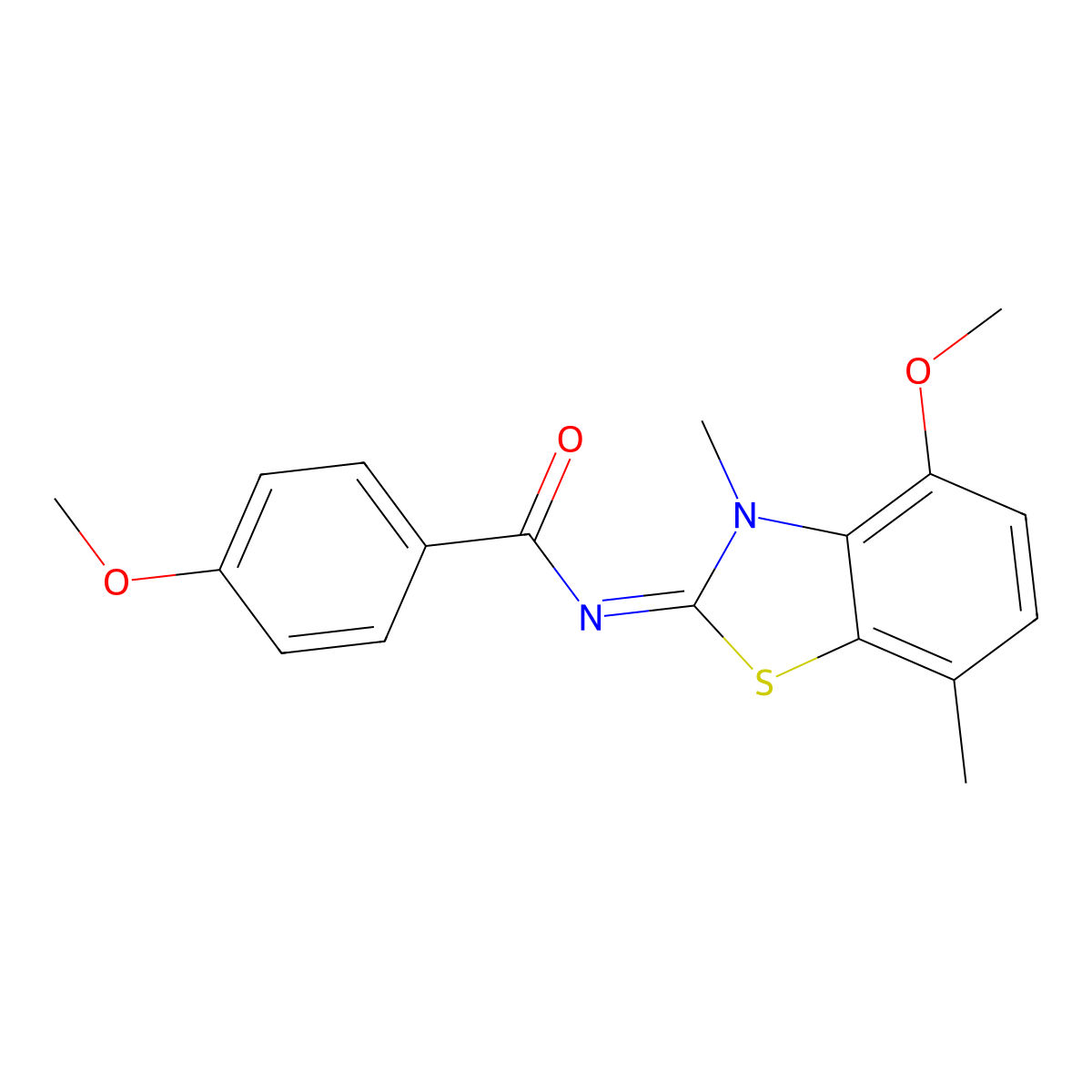 4-methoxy-N-(4-methoxy-3,7-dimethyl-1,3-benzothiazol-2-ylidene)benzamide molecular structure, CAS 1164471-44-6