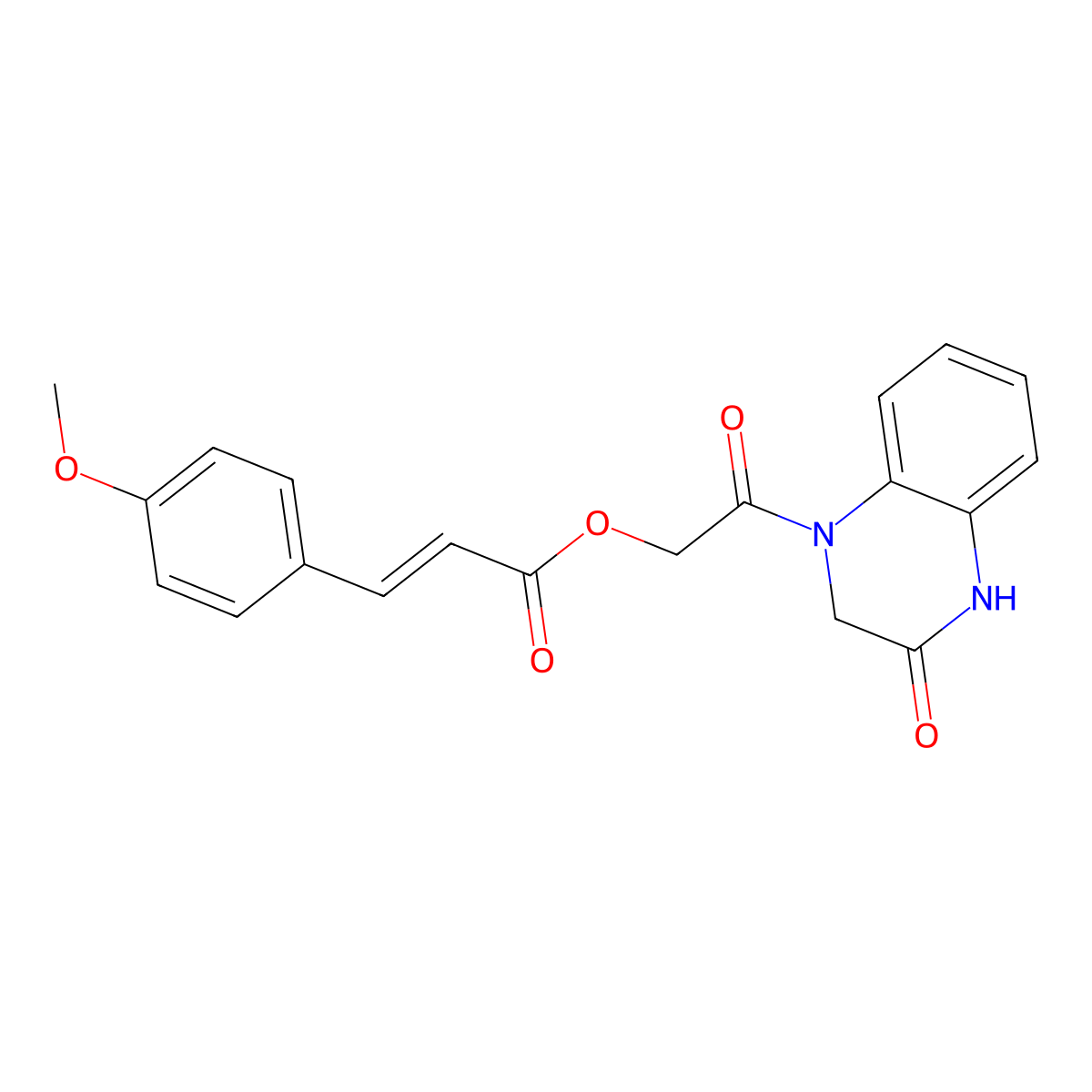 2-Oxo-2-(3-oxo-3,4-dihydroquinoxalin-1(2H)-yl)ethyl (E)-3-(4-methoxyphenyl)acrylate molecular structure, CAS 1164471-66-2