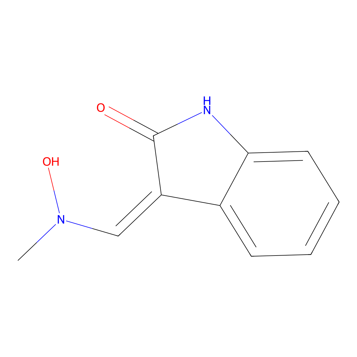 3-{[hydroxy(methyl)amino]methylene}-1,3-dihydro-2H-indol-2-one molecular structure, CAS 1164473-20-4