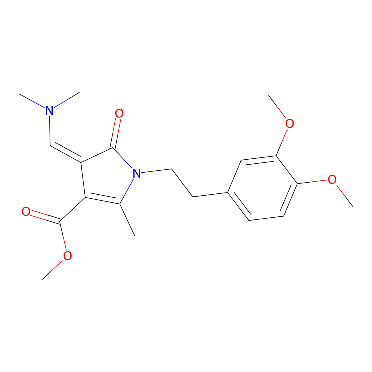 methyl 1-(3,4-dimethoxyphenethyl)-3-[(Z)-(dimethylamino)methylidene]-5-methyl-2-oxo-1,2-dihydro-3H-pyrrole-4-carboxylate molecular structure, CAS 1164473-60-2
