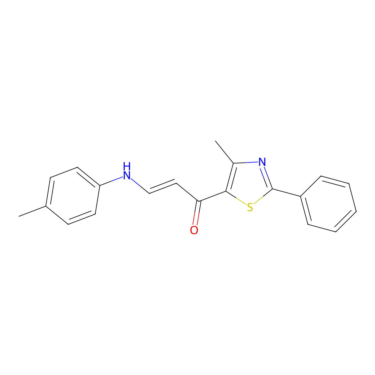 (E)-1-(4-methyl-2-phenyl-1,3-thiazol-5-yl)-3-(4-toluidino)-2-propen-1-one molecular structure, CAS 1164473-84-0