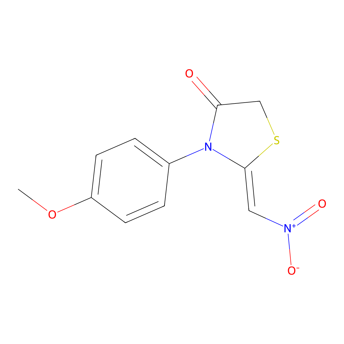 (2Z)-3-(4-methoxyphenyl)-2-(nitromethylidene)-1,3-thiazolidin-4-one molecular structure, CAS 1164474-29-6