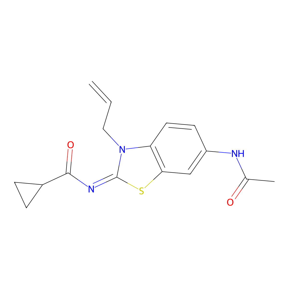 N-(6-acetamido-3-prop-2-enyl-1,3-benzothiazol-2-ylidene)cyclopropanecarboxamide molecular structure, CAS 1164474-44-5