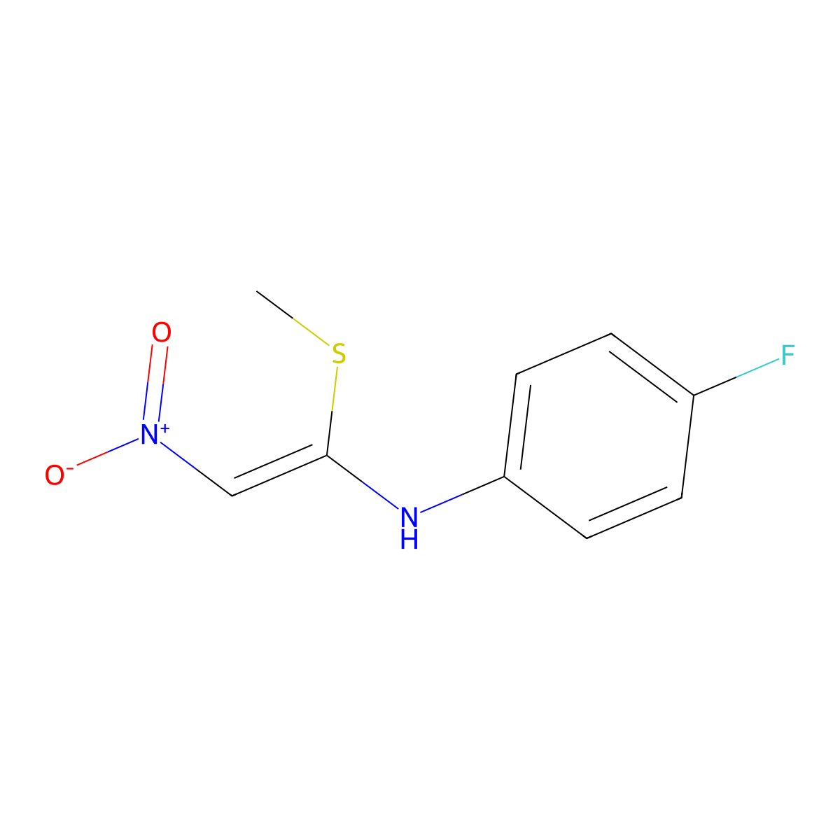 4-fluoro-N-[1-(methylsulfanyl)-2-nitrovinyl]aniline molecular structure, CAS 1164476-27-0
