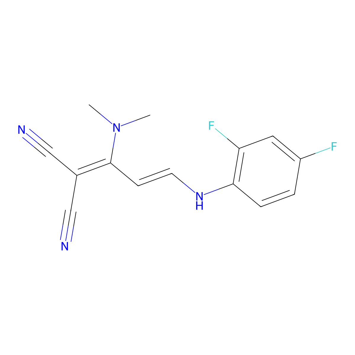 2-[3-(2,4-Difluoroanilino)-1-(dimethylamino)-2-propenylidene]malononitrile molecular structure, CAS 1164476-37-2