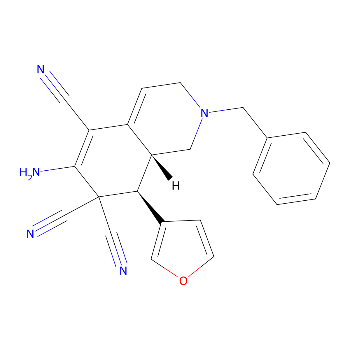 6-amino-2-benzyl-8-(3-furyl)-2,3,8,8a-tetrahydro-5,7,7(1H)-isoquinolinetricarbonitrile molecular structure, CAS 1164476-40-7