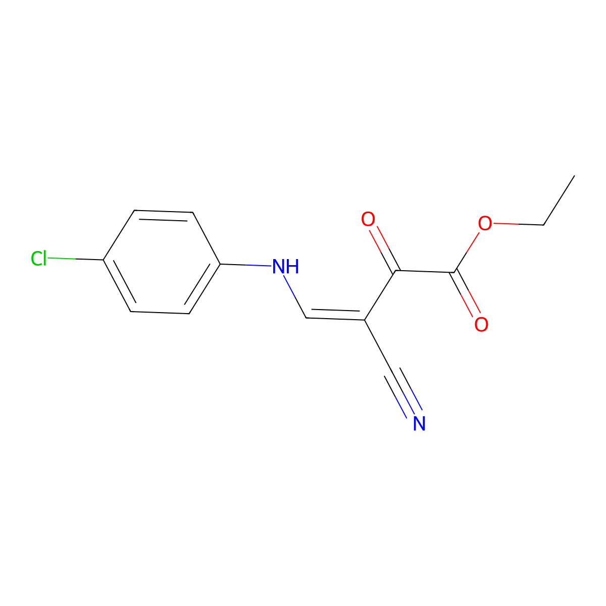 Ethyl 4-(4-chloroanilino)-3-cyano-2-oxo-3-butenoate molecular structure, CAS 1164478-54-9