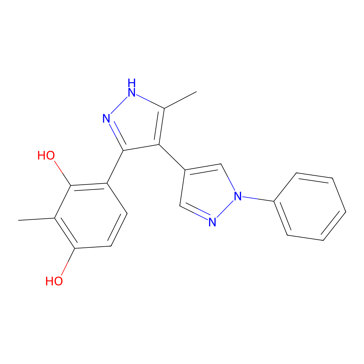 (4E)-3-Hydroxy-2-methyl-4-(5-methyl-1'-phenyl[4,4'-bi-1H-pyrazol]-3(2H)-ylidene)-2,5-cyclohexadien-1-one molecular structure, CAS 1164479-11-1
