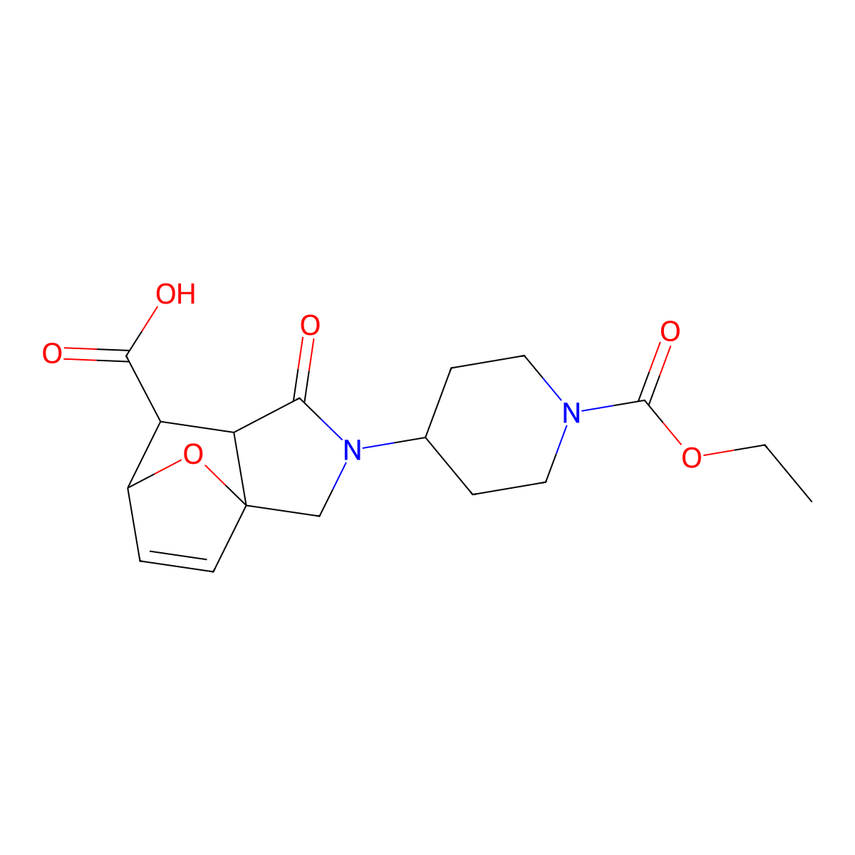 2-[1-(Ethoxycarbonyl)piperidin-4-yl]-1-oxo-1,2,3,6,7,7a-hexahydro-3a,6-epoxyisoindole-7-carboxylic acid molecular structure, CAS 1164479-66-6