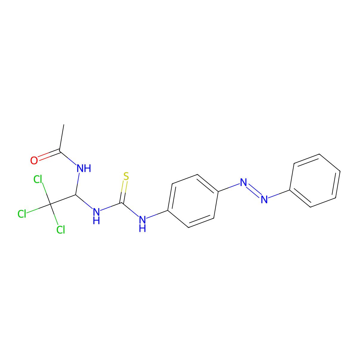 N-{2,2,2-trichloro-1-[({[4-(phenyldiazenyl)phenyl]amino}carbonothioyl)amino]ethyl}acetamide molecular structure, CAS 1164480-18-5