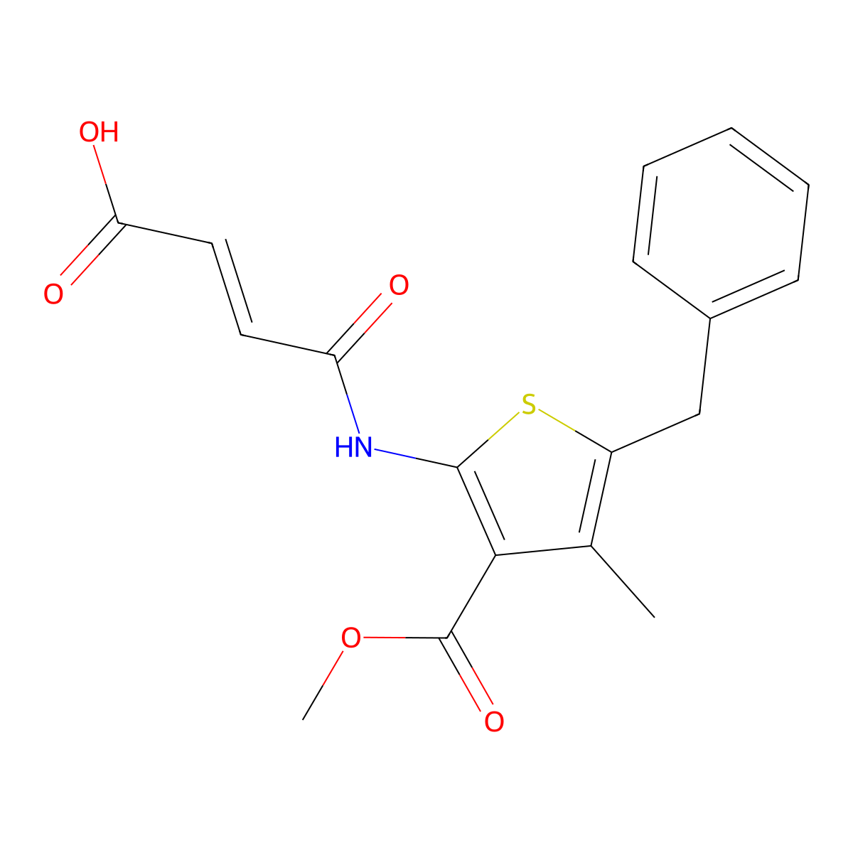 4-[[3-Methoxycarbonyl-4-methyl-5-(phenylmethyl)-2-thiophenyl]amino]-4-oxo-2-butenoic acid molecular structure, CAS 1164481-94-0