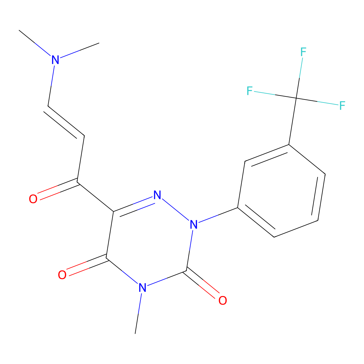 6-[3-(dimethylamino)acryloyl]-4-methyl-2-[3-(trifluoromethyl)phenyl]-1,2,4-triazine-3,5(2H,4H)-dione molecular structure, CAS 1164482-50-1