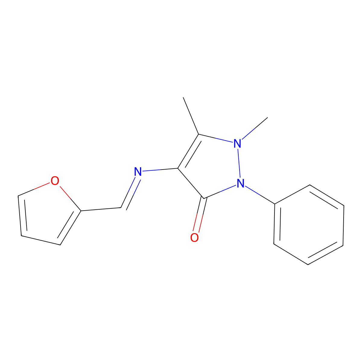 (E)-4-((furan-2-ylmethylene)amino)-1,5-dimethyl-2-phenyl-1H-pyrazol-3(2H)-one molecular structure, CAS 1164482-67-0