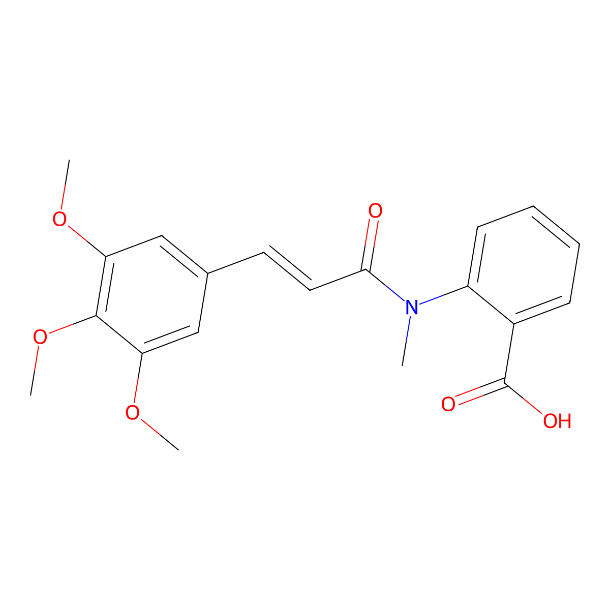 2-[N-methyl-3-(3,4,5-trimethoxyphenyl)prop-2-enamido]benzoic acid molecular structure, CAS 1164482-84-1