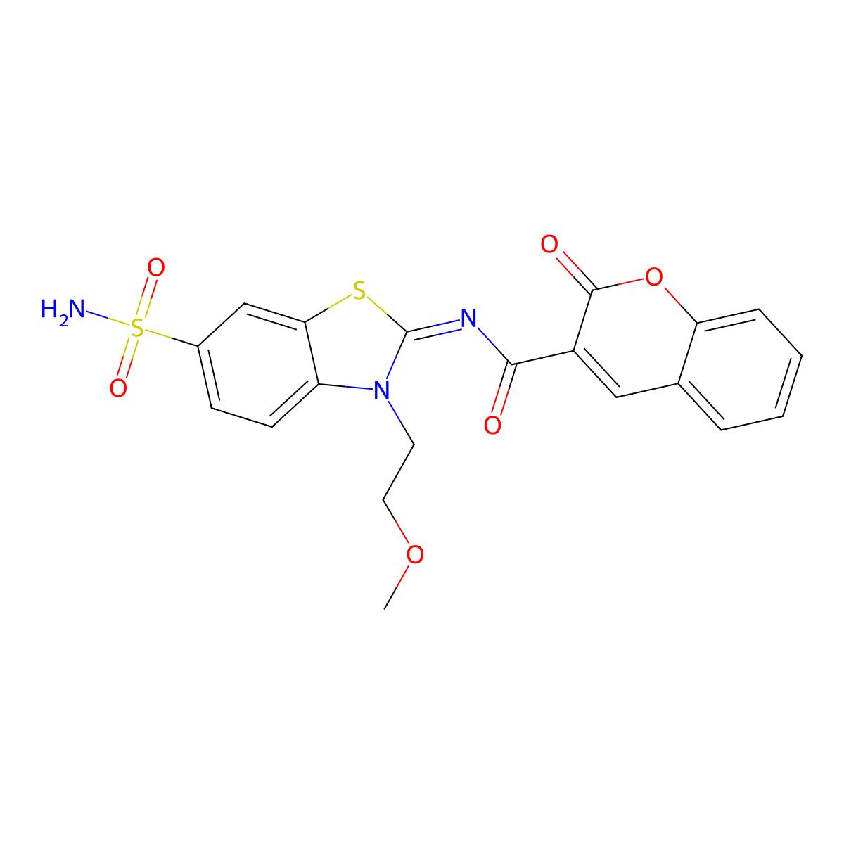 (Z)-N-(3-(2-methoxyethyl)-6-sulfamoylbenzo[d]thiazol-2(3H)-ylidene)-2-oxo-2H-chromene-3-carboxamide molecular structure, CAS 1164484-28-9