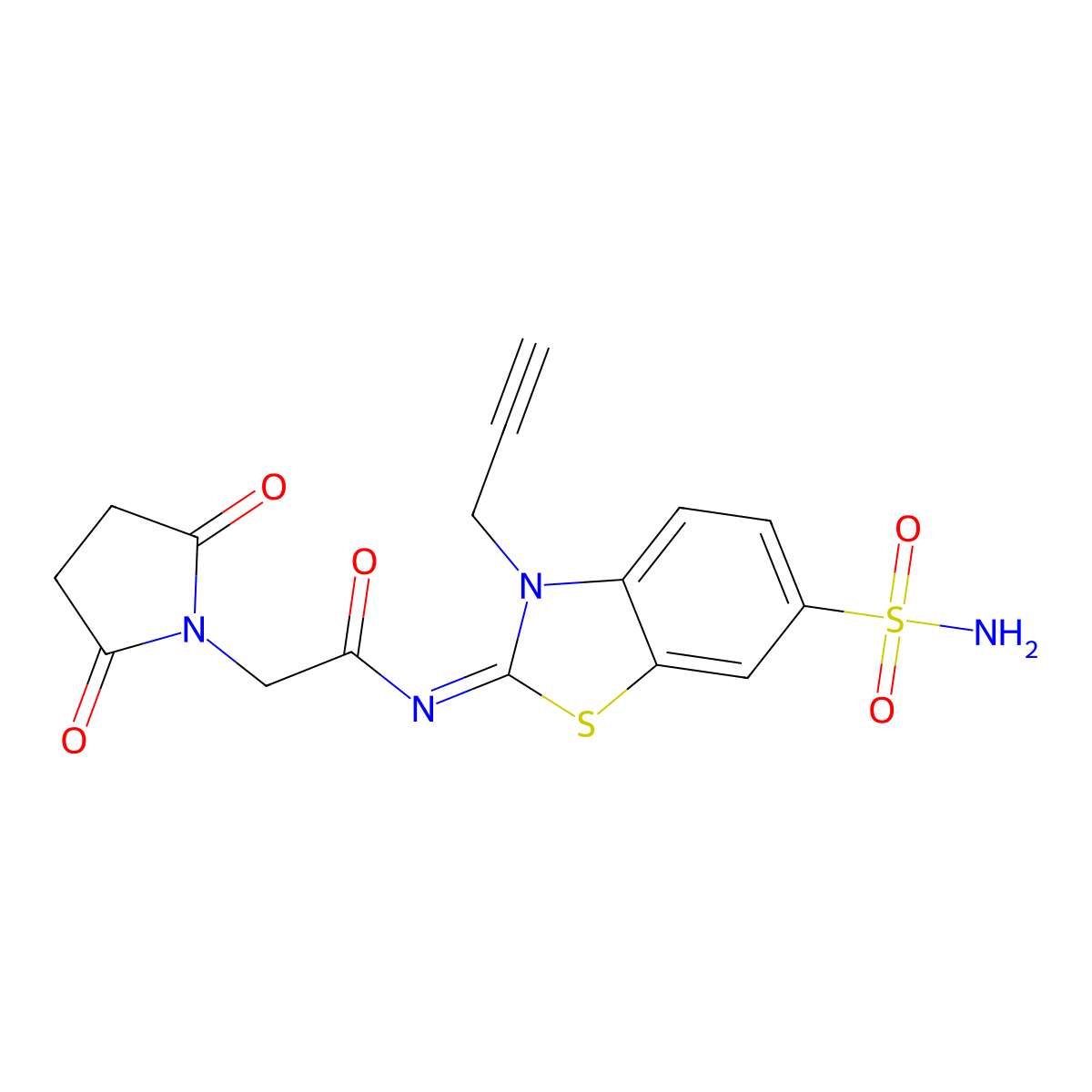 (Z)-2-(2,5-dioxopyrrolidin-1-yl)-N-(3-(prop-2-yn-1-yl)-6-sulfamoylbenzo[d]thiazol-2(3H)-ylidene)acetamide molecular structure, CAS 1164484-77-8