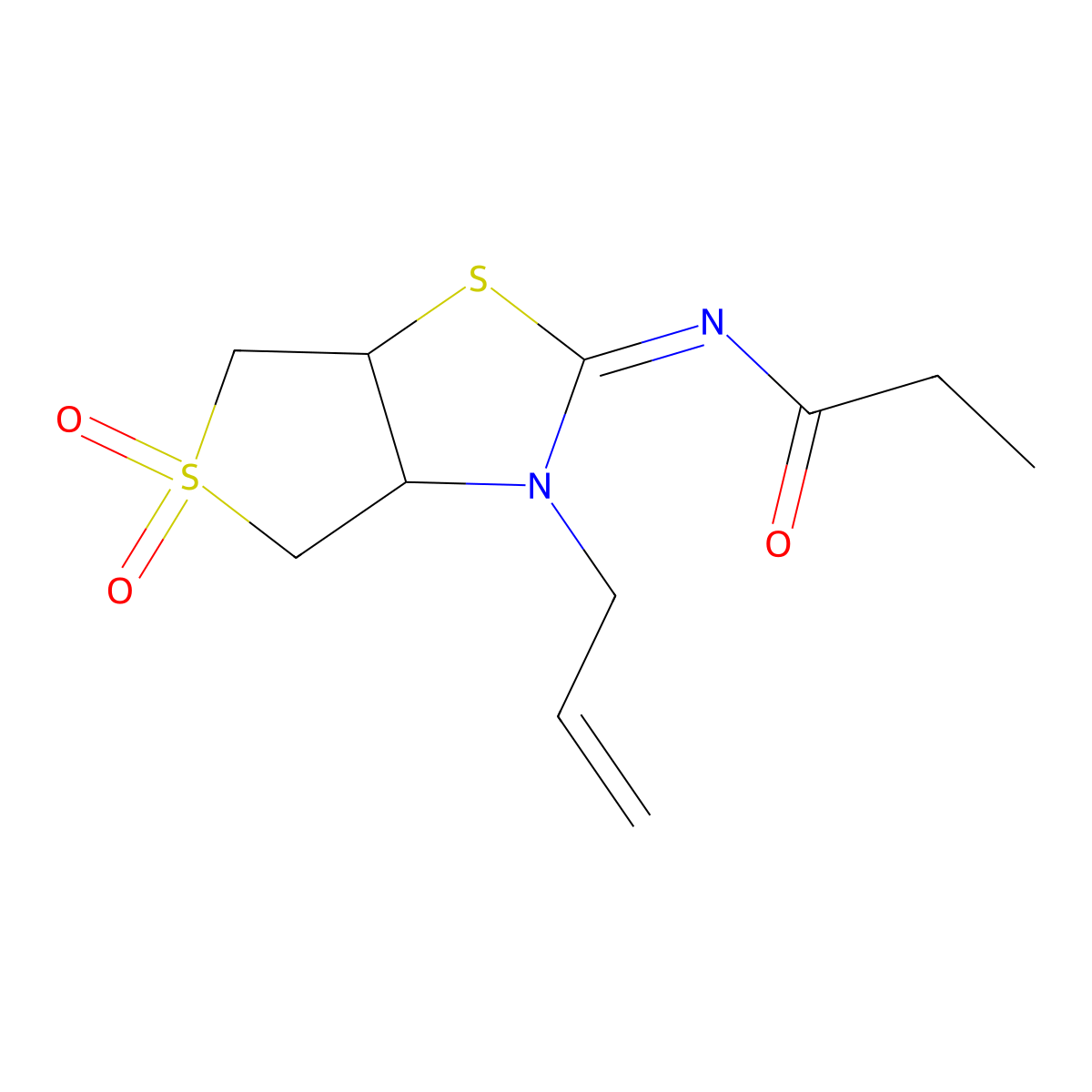 N-[(2Z)-5,5-dioxido-3-(prop-2-en-1-yl)tetrahydrothieno[3,4-d][1,3]thiazol-2(3H)-ylidene]propanamide molecular structure, CAS 1164484-89-2