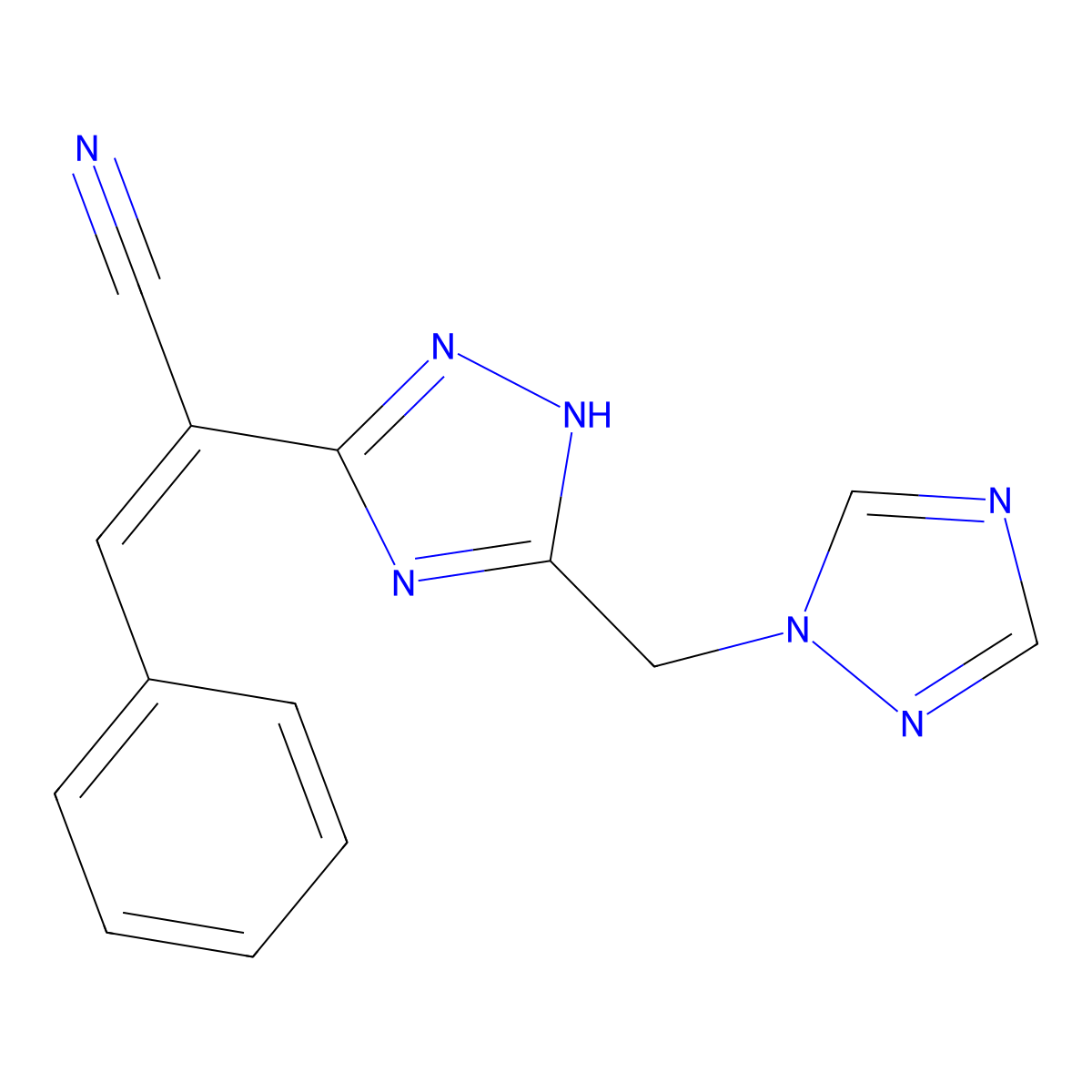 3-phenyl-2-[5-(1H-1,2,4-triazol-1-ylmethyl)-4H-1,2,4-triazol-3-yl]acrylonitrile molecular structure, CAS 1164485-96-4