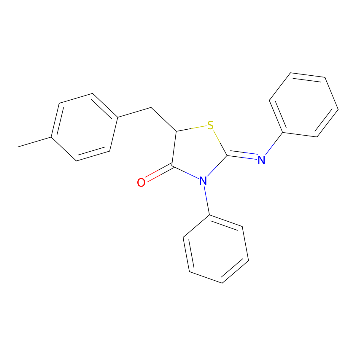 5-(4-Methylbenzyl)-3-phenyl-2-(phenylimino)-1,3-thiazolidin-4-one molecular structure, CAS 1164486-09-2