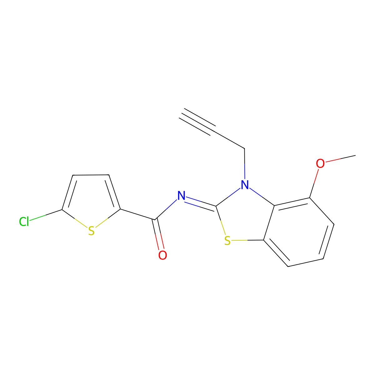 5-chloro-N-(4-methoxy-3-prop-2-ynyl-1,3-benzothiazol-2-ylidene)thiophene-2-carboxamide molecular structure, CAS 1164488-40-7