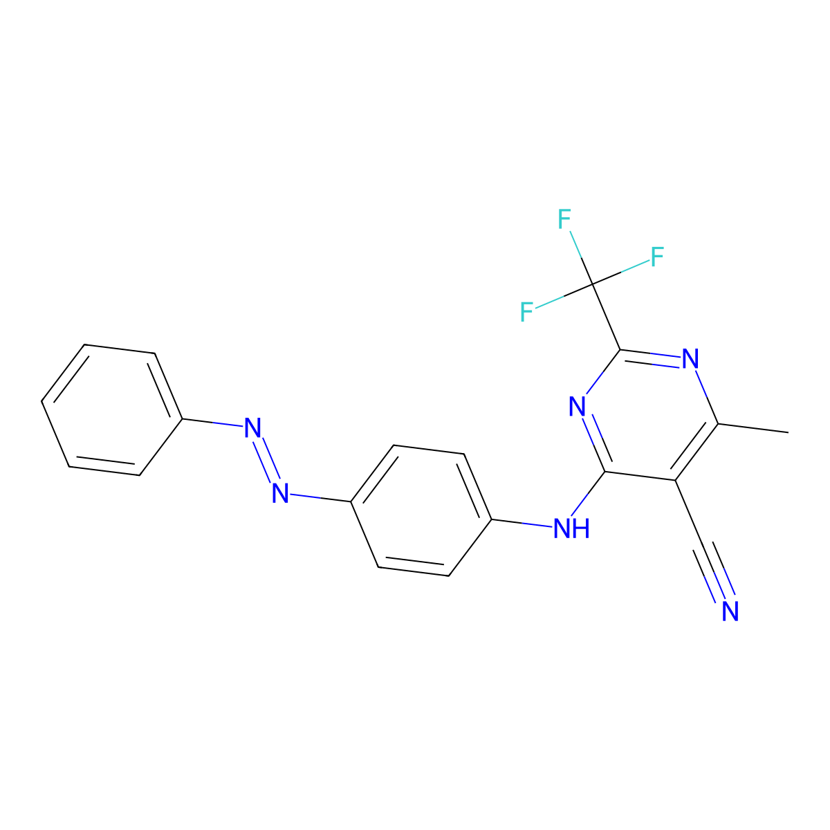 4-Methyl-6-(4-phenylazo-phenylamino)-2-trifluoromethyl-pyrimidine-5-carbonitrile molecular structure, CAS 1164489-02-4