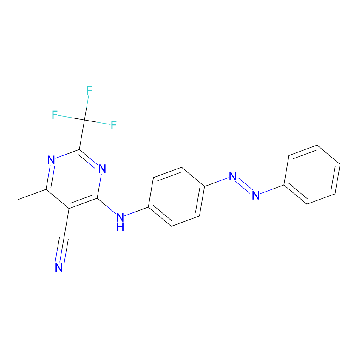4-Methyl-6-(4-phenylazo-phenylamino)-2-trifluoromethyl-pyrimidine-5-carbonitrile molecular structure, CAS 1164489-02-4