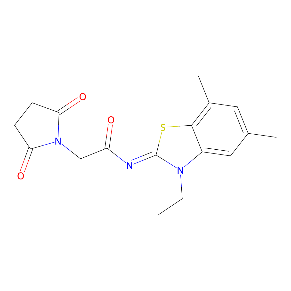 (Z)-2-(2,5-dioxopyrrolidin-1-yl)-N-(3-ethyl-5,7-dimethylbenzo[d]thiazol-2(3H)-ylidene)acetamide molecular structure, CAS 1164489-86-4