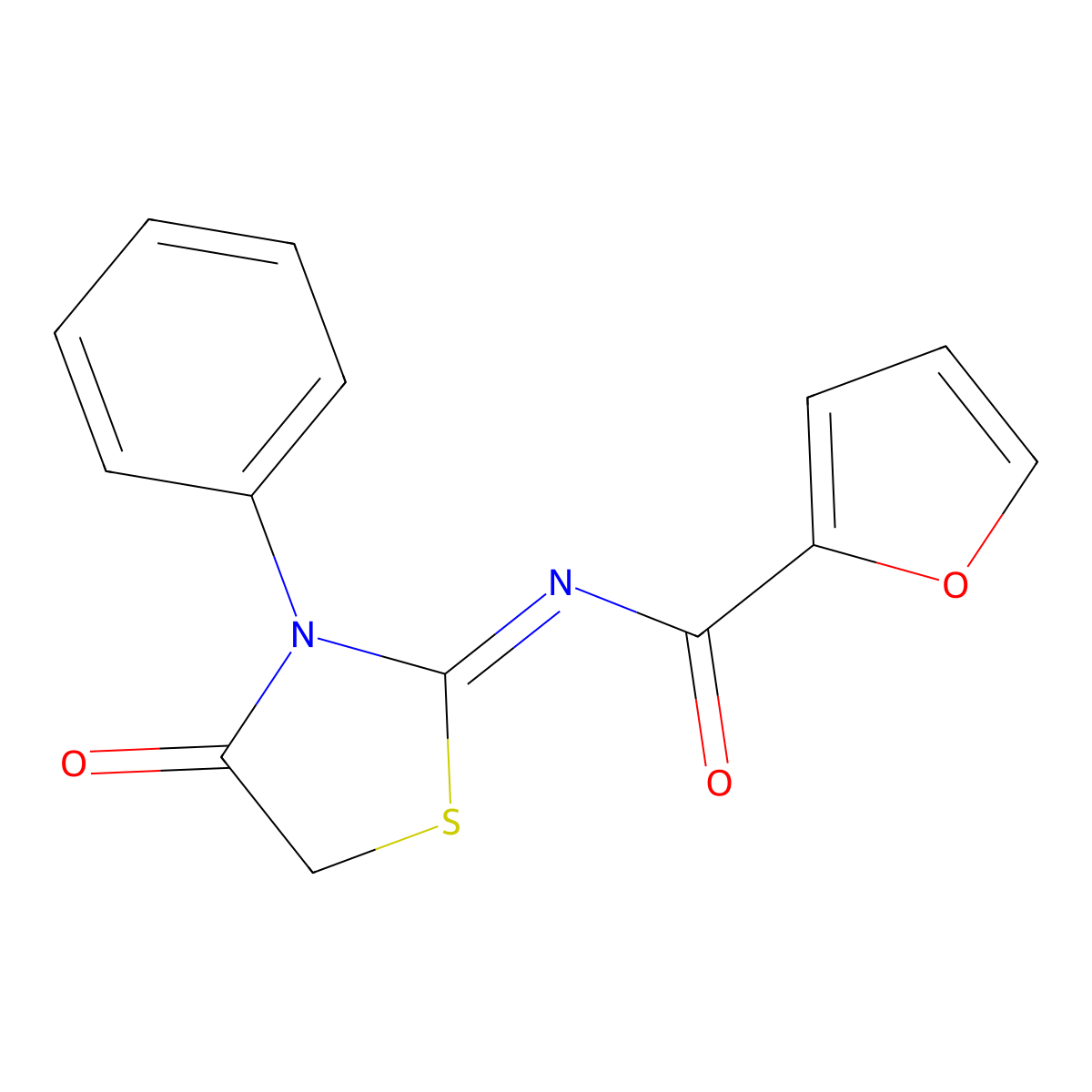 (Z)-N-(4-oxo-3-phenylthiazolidin-2-ylidene)furan-2-carboxamide molecular structure, CAS 1164490-12-3