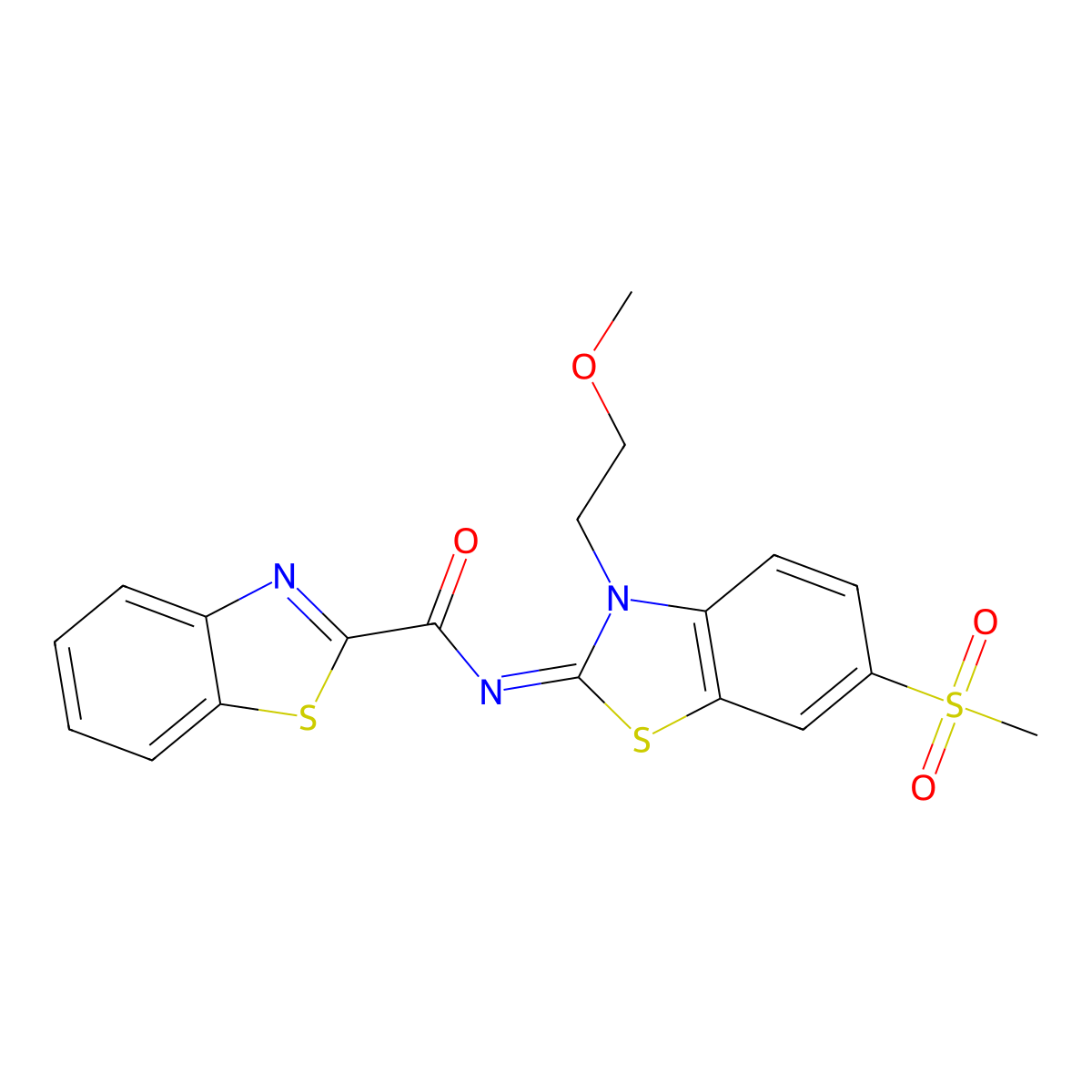 (Z)-N-(3-(2-methoxyethyl)-6-(methylsulfonyl)benzo[d]thiazol-2(3H)-ylidene)benzo[d]thiazole-2-carboxamide molecular structure, CAS 1164491-06-8