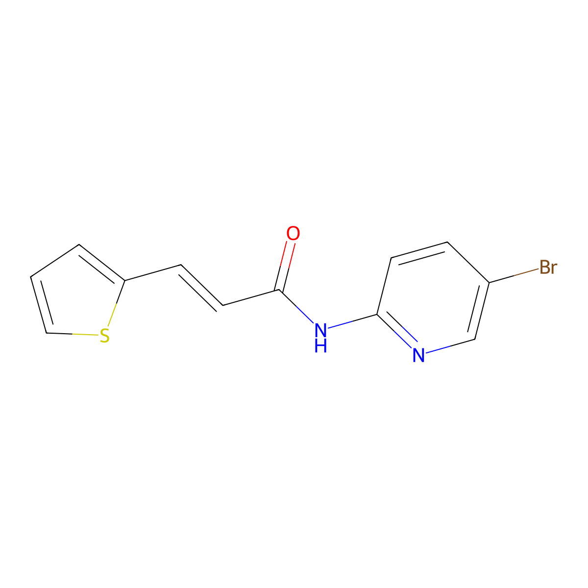 (E)-N-(5-bromopyridin-2-yl)-3-thiophen-2-ylprop-2-enamide molecular structure, CAS 1164496-07-4