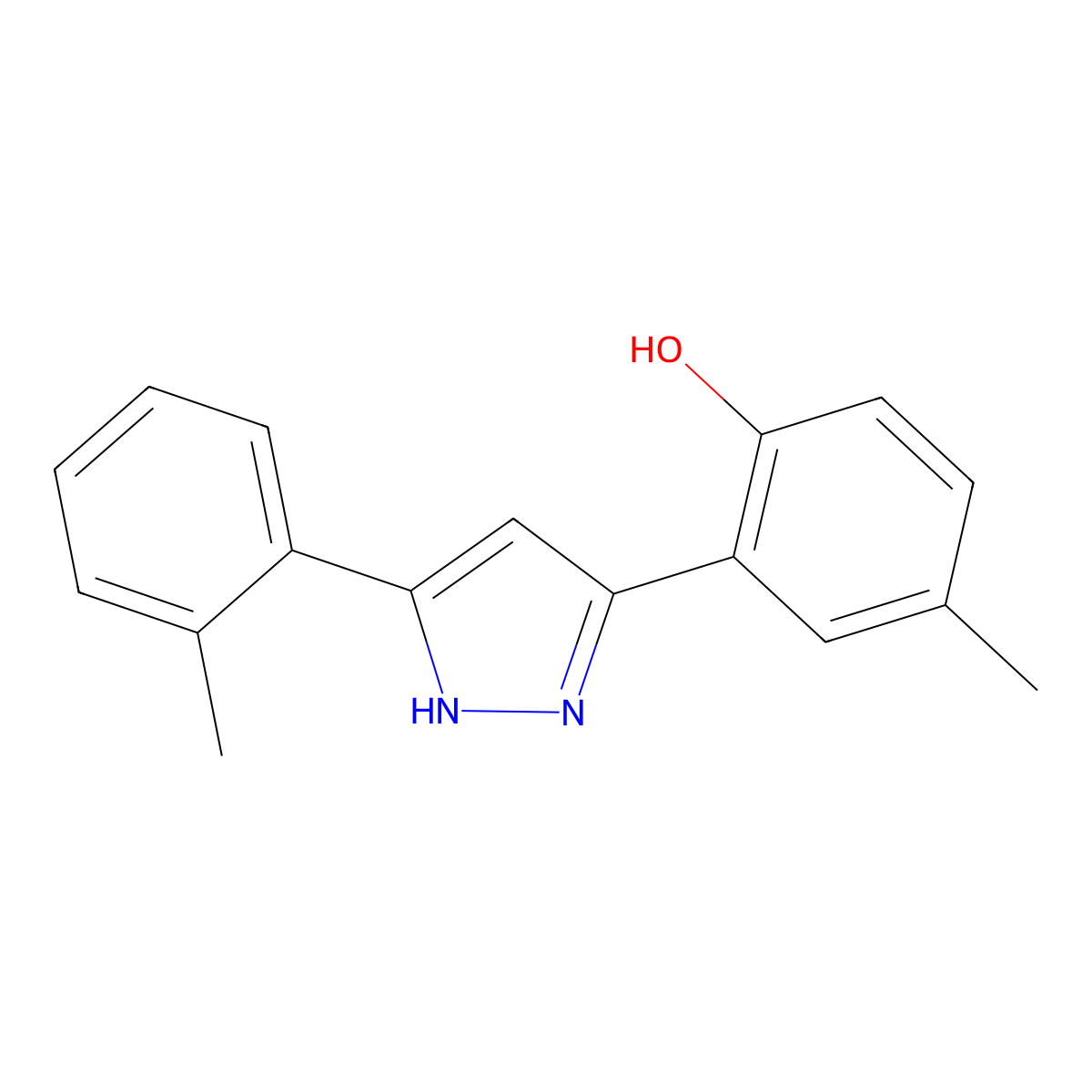 4-methyl-2-[5-(2-methylphenyl)-1H-pyrazol-3-yl]phenol molecular structure, CAS 1164497-58-8