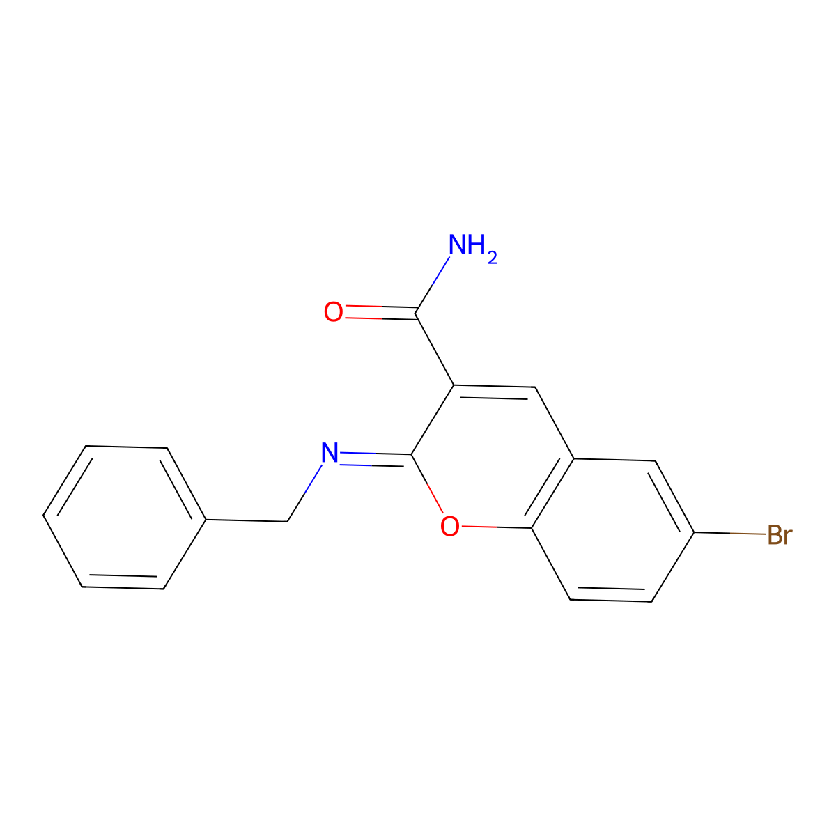(2Z)-2-(benzylimino)-6-bromo-2H-chromene-3-carboxamide molecular structure, CAS 1164498-50-3