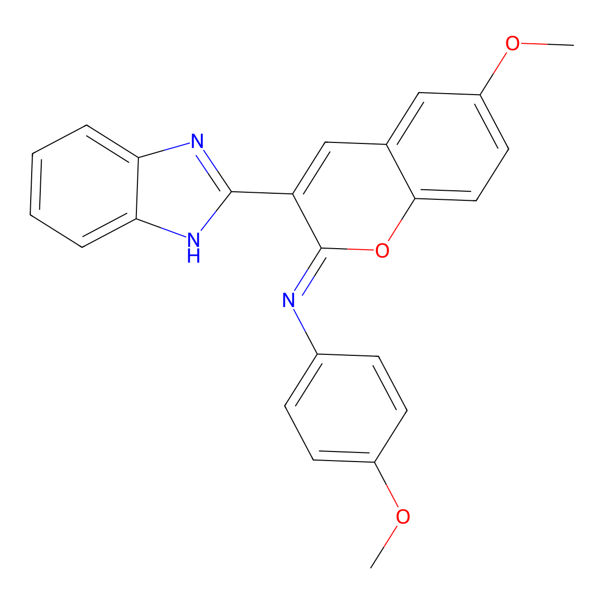 N-[3-(1H-benzimidazol-2-yl)-6-methoxy-2H-chromen-2-ylidene]-N-(4-methoxyphenyl)amine molecular structure, CAS 1164499-69-7