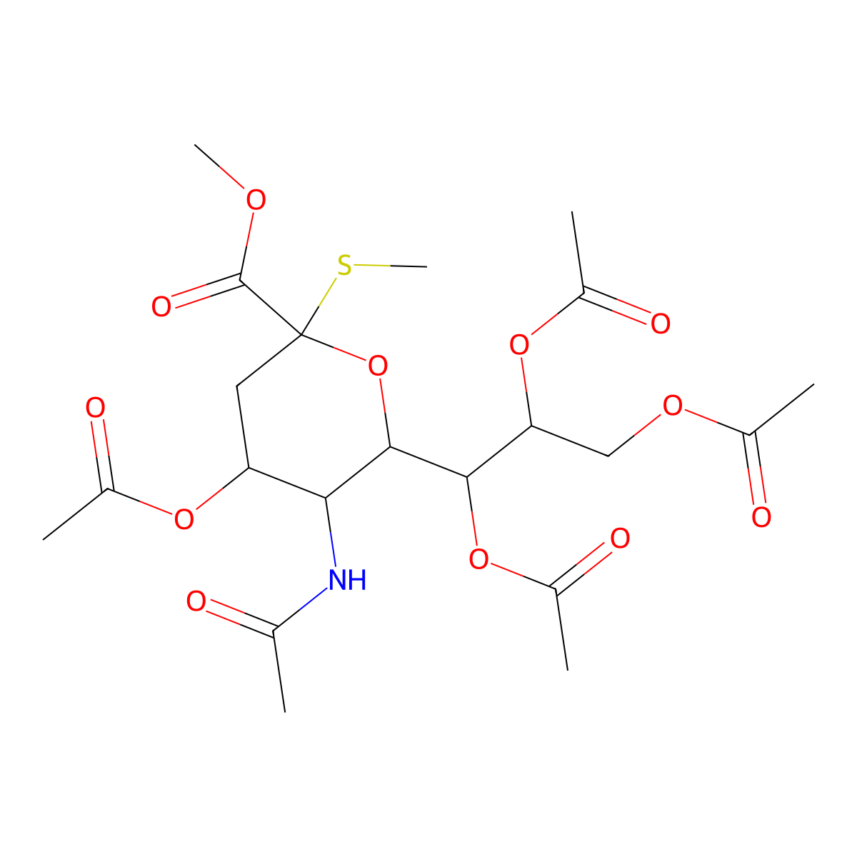 Methyl-4,7,8,9-tetra-O-acetyl-2-thio-N-acetyl-?-D-neuraminicacid methyl ester molecular structure, CAS 116450-06-7