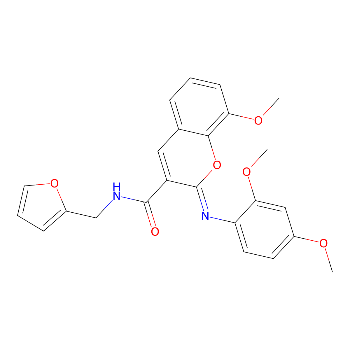 (2Z)-2-[(2,4-dimethoxyphenyl)imino]-N-(furan-2-ylmethyl)-8-methoxy-2H-chromene-3-carboxamide molecular structure, CAS 1164500-45-1