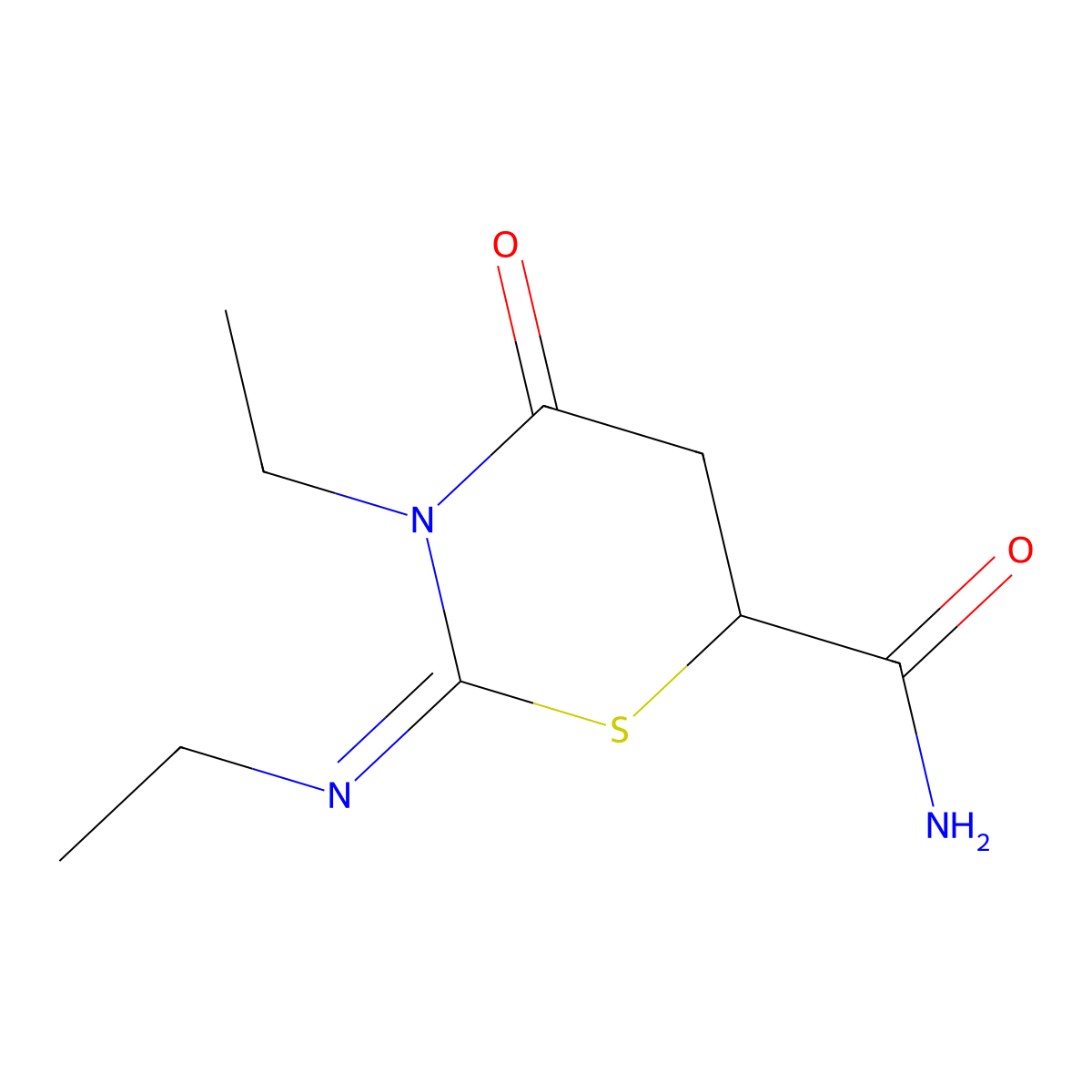 3-Ethyl-2-[(Z)-ethylimino]-4-oxo-[1,3]thiazinane-6-carboxylic acid amide molecular structure, CAS 1164500-73-5