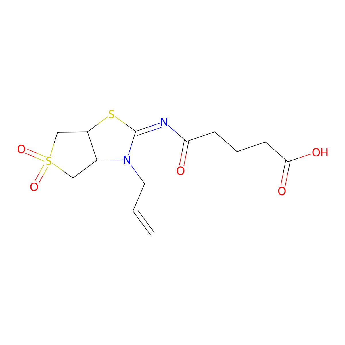 5-{[(2Z)-5,5-dioxido-3-(prop-2-en-1-yl)tetrahydrothieno[3,4-d][1,3]thiazol-2(3H)-ylidene]amino}-5-oxopentanoic acid molecular structure, CAS 1164501-40-9