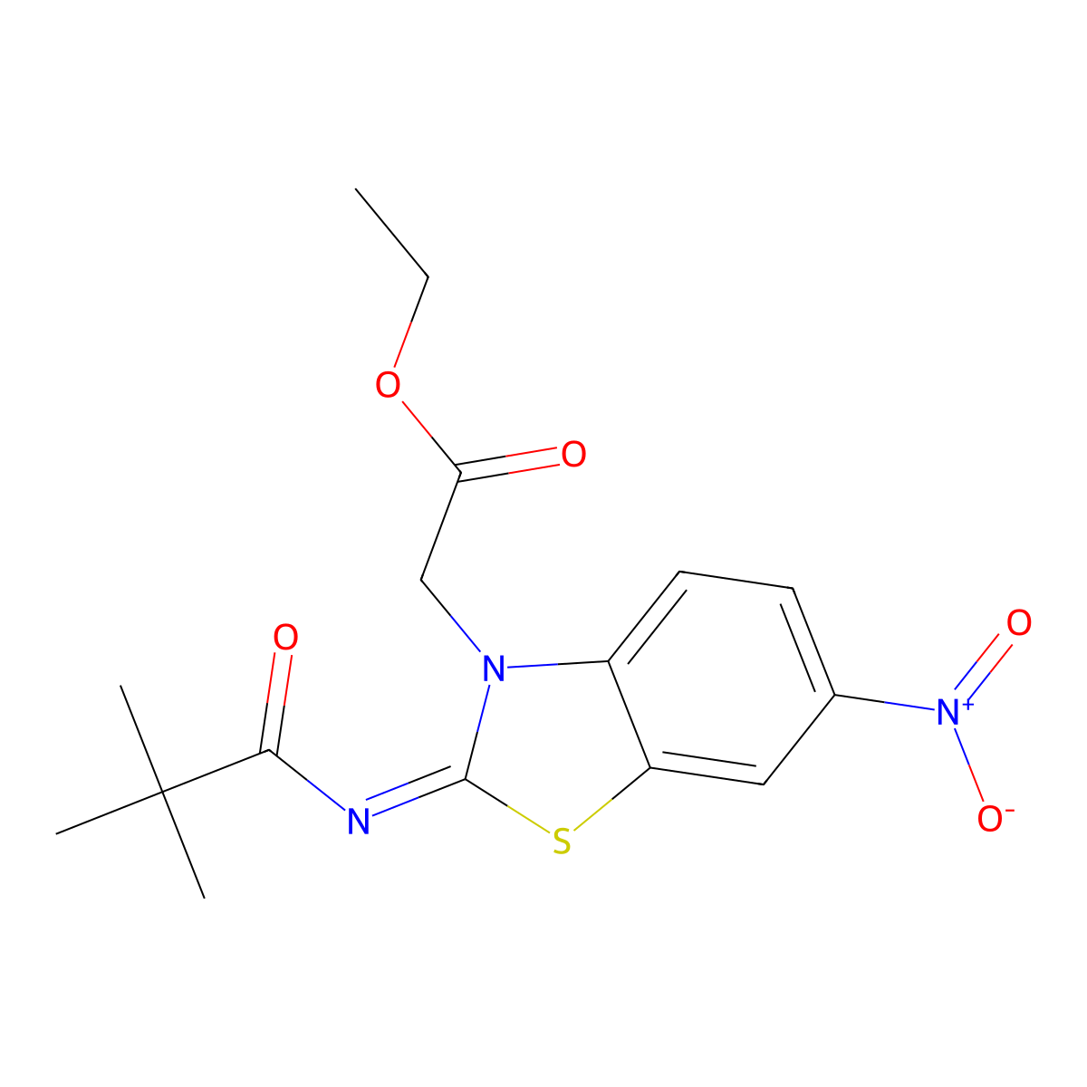 (Z)-ethyl 2-(6-nitro-2-(pivaloylimino)benzo[d]thiazol-3(2H)-yl)acetate molecular structure, CAS 1164501-83-0