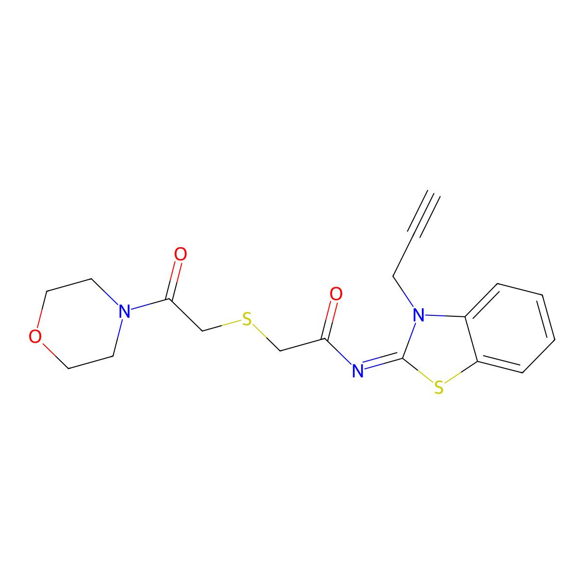 (Z)-2-((2-morpholino-2-oxoethyl)thio)-N-(3-(prop-2-yn-1-yl)benzo[d]thiazol-2(3H)-ylidene)acetamide molecular structure, CAS 1164501-87-4