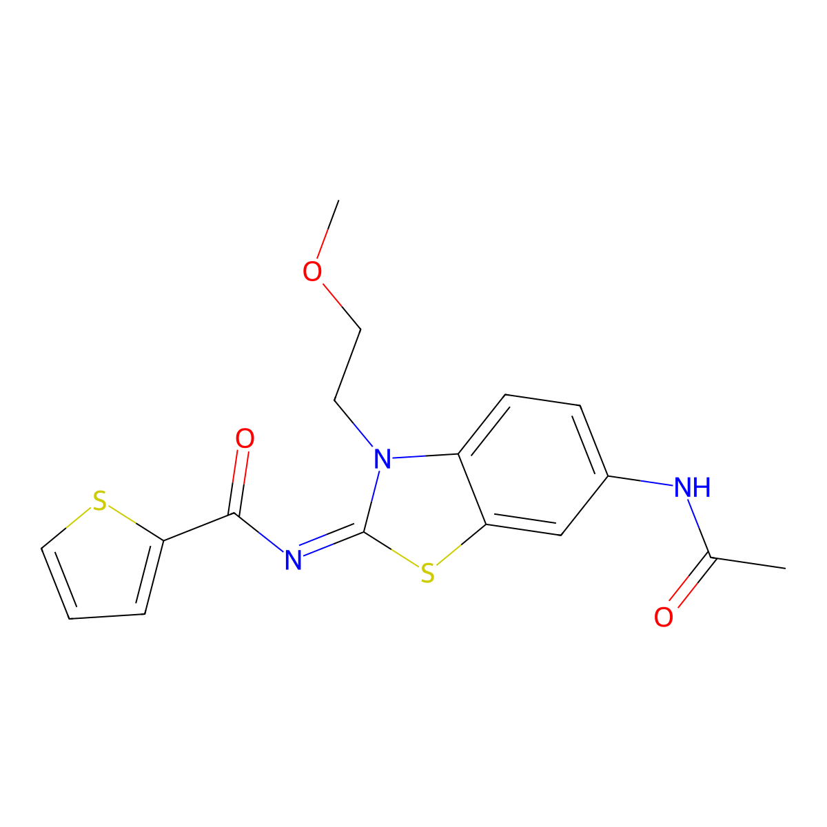 (Z)-N-(6-acetamido-3-(2-methoxyethyl)benzo[d]thiazol-2(3H)-ylidene)thiophene-2-carboxamide molecular structure, CAS 1164502-25-3