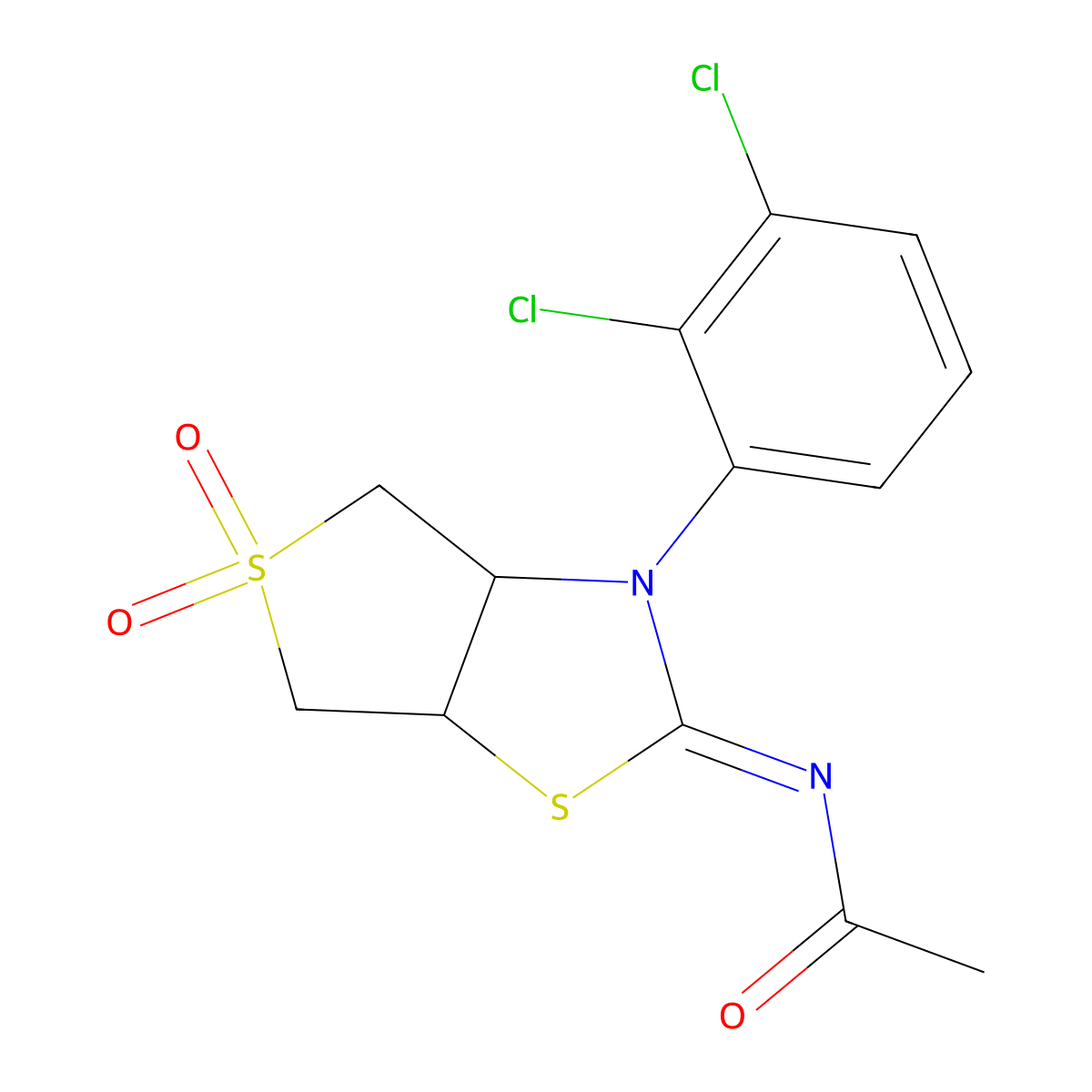 (Z)-N-(3-(2,3-dichlorophenyl)-5,5-dioxidotetrahydrothieno[3,4-d]thiazol-2(3H)-ylidene)acetamide molecular structure, CAS 1164504-13-5