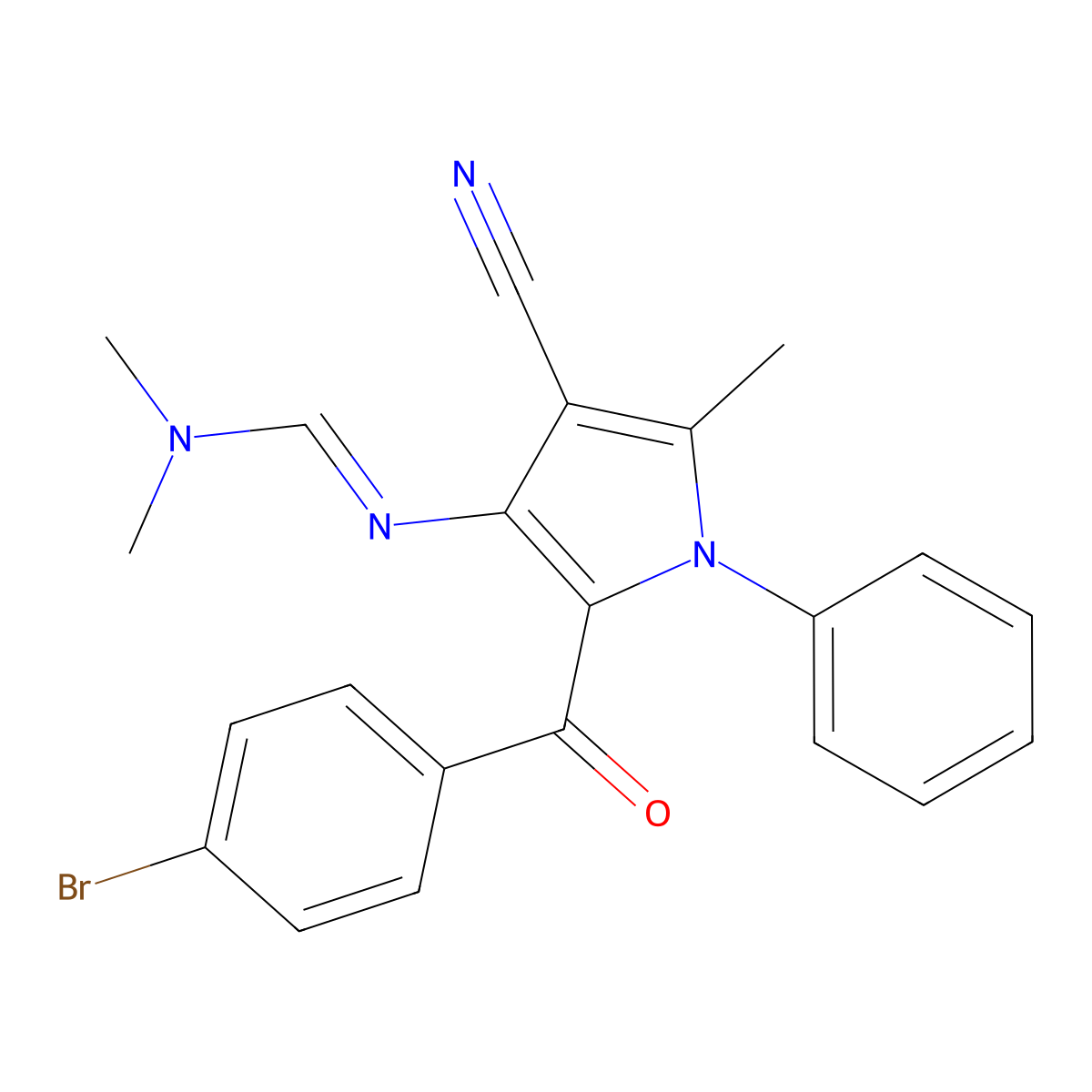 N'-[2-(4-bromobenzoyl)-4-cyano-5-methyl-1-phenyl-1H-pyrrol-3-yl]-N,N-dimethylimidoformamide molecular structure, CAS 1164505-44-5