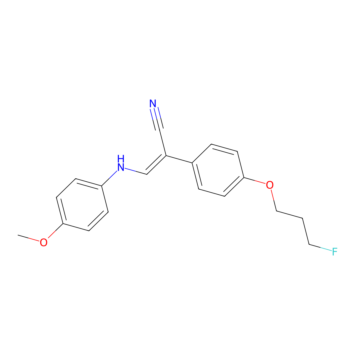 (Z)-2-[4-(3-fluoropropoxy)phenyl]-3-(4-methoxyanilino)-2-propenenitrile molecular structure, CAS 1164505-54-7