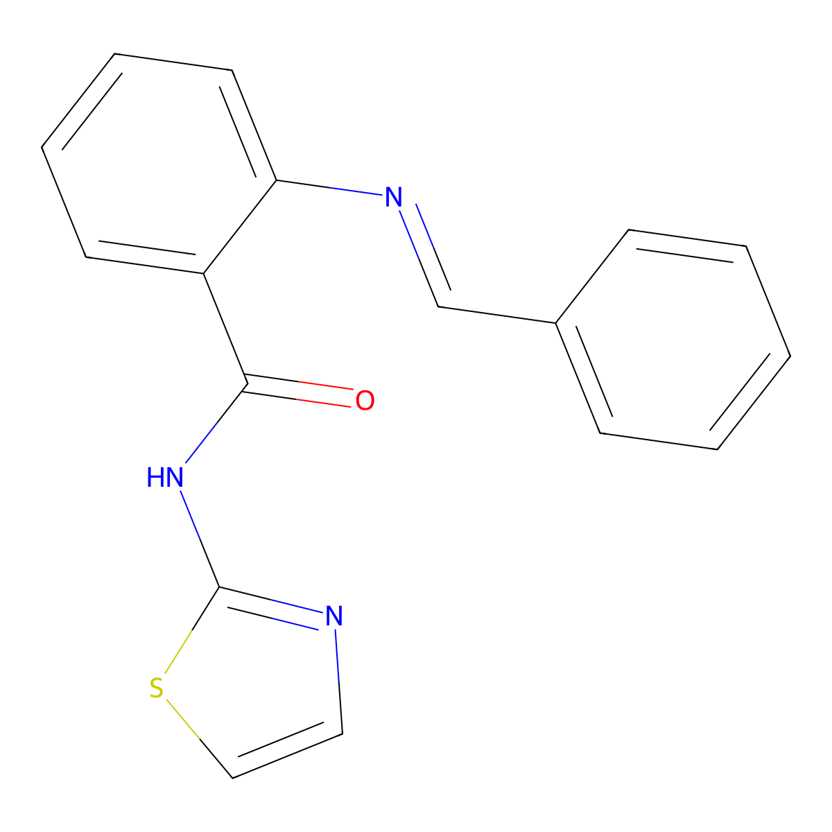 2-(benzylideneamino)-N-(1,3-thiazol-2-yl)benzamide molecular structure, CAS 1164505-58-1