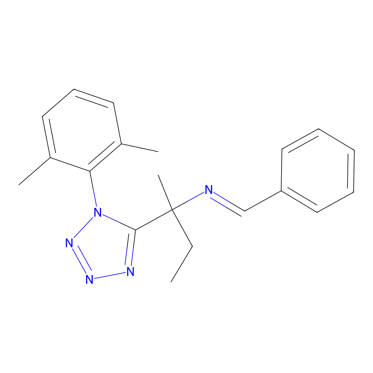 N-[2-[1-(2,6-dimethylphenyl)tetrazol-5-yl]butan-2-yl]-1-phenylmethanimine molecular structure, CAS 1164506-65-3