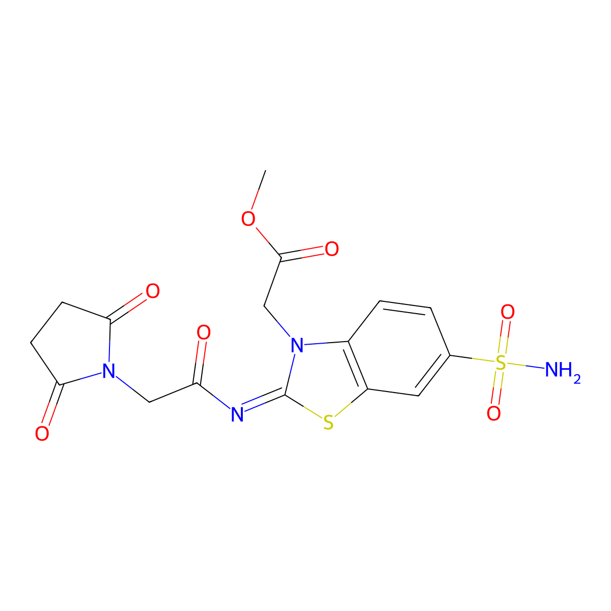 (Z)-methyl 2-(2-((2-(2,5-dioxopyrrolidin-1-yl)acetyl)imino)-6-sulfamoylbenzo[d]thiazol-3(2H)-yl)acetate molecular structure, CAS 1164507-30-5