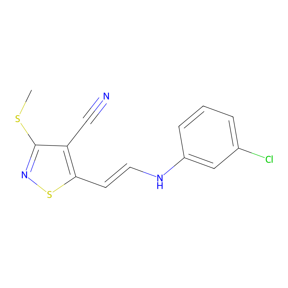 5-[2-(3-Chloroanilino)vinyl]-3-(methylsulfanyl)-4-isothiazolecarbonitrile molecular structure, CAS 1164507-55-4