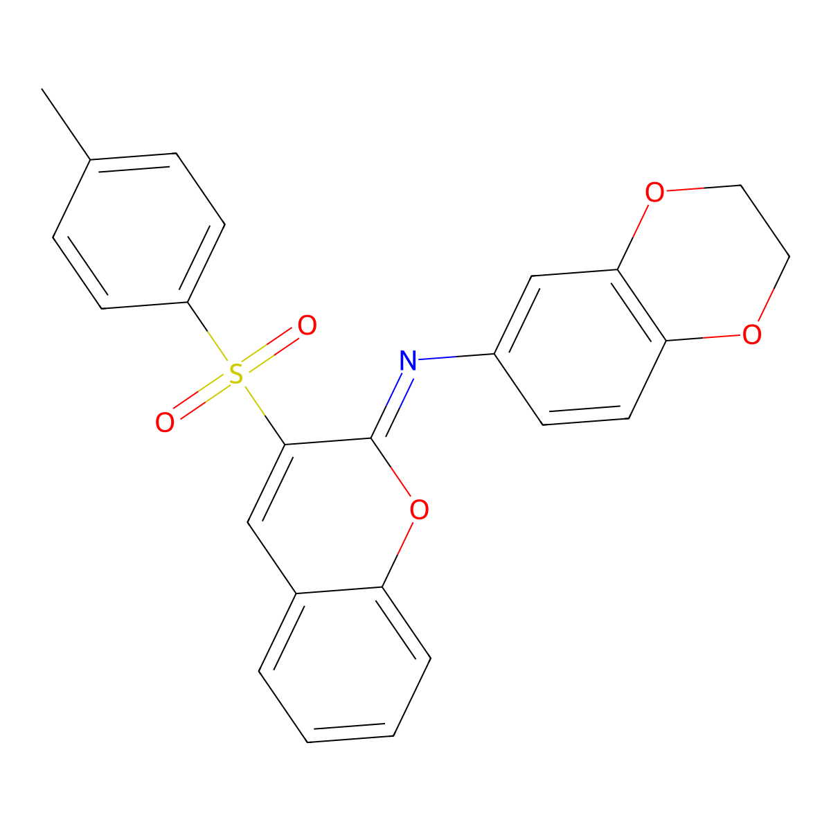 N-(2,3-dihydro-1,4-benzodioxin-6-yl)-3-(4-methylphenyl)sulfonylchromen-2-imine molecular structure, CAS 1164507-63-4