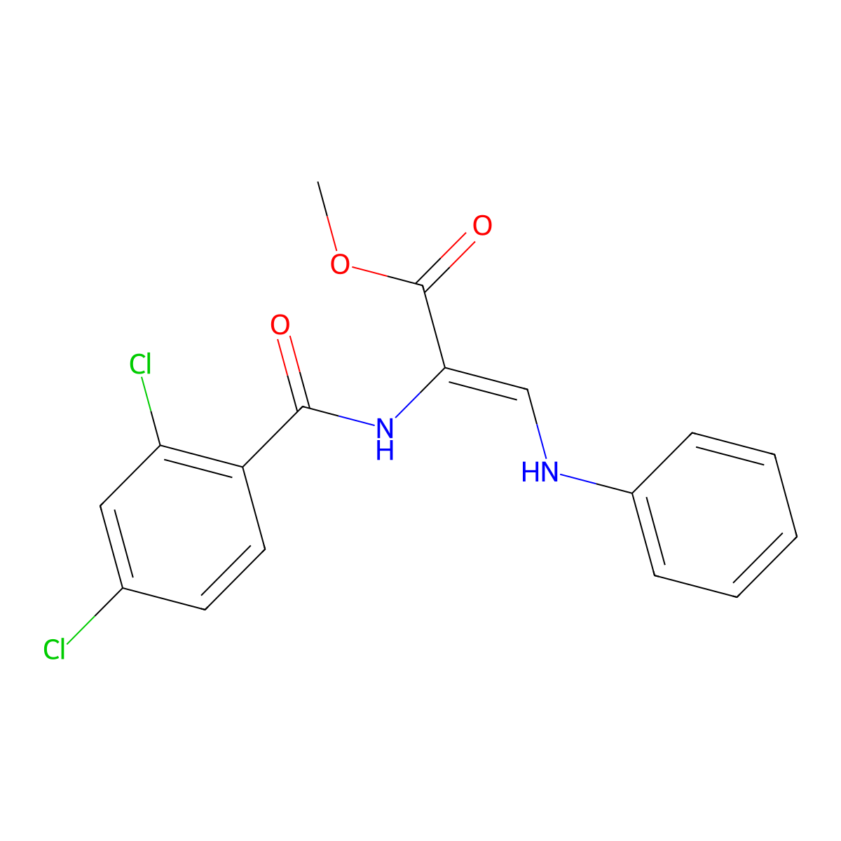 Methyl 3-anilino-2-[(2,4-dichlorobenzoyl)amino]acrylate molecular structure, CAS 1164508-13-7